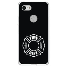 DistinctInk® Clear Shockproof Hybrid Case for Apple iPhone / Samsung Galaxy / Google Pixel - White Fire Department Maltese Cross