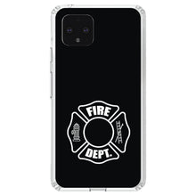DistinctInk® Clear Shockproof Hybrid Case for Apple iPhone / Samsung Galaxy / Google Pixel - White Fire Department Maltese Cross