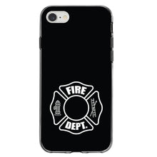 DistinctInk® Clear Shockproof Hybrid Case for Apple iPhone / Samsung Galaxy / Google Pixel - White Fire Department Maltese Cross