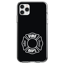 DistinctInk® Clear Shockproof Hybrid Case for Apple iPhone / Samsung Galaxy / Google Pixel - White Fire Department Maltese Cross