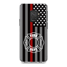 DistinctInk® Clear Shockproof Hybrid Case for Apple iPhone / Samsung Galaxy / Google Pixel - FD Thin Red Line Maltese Cross