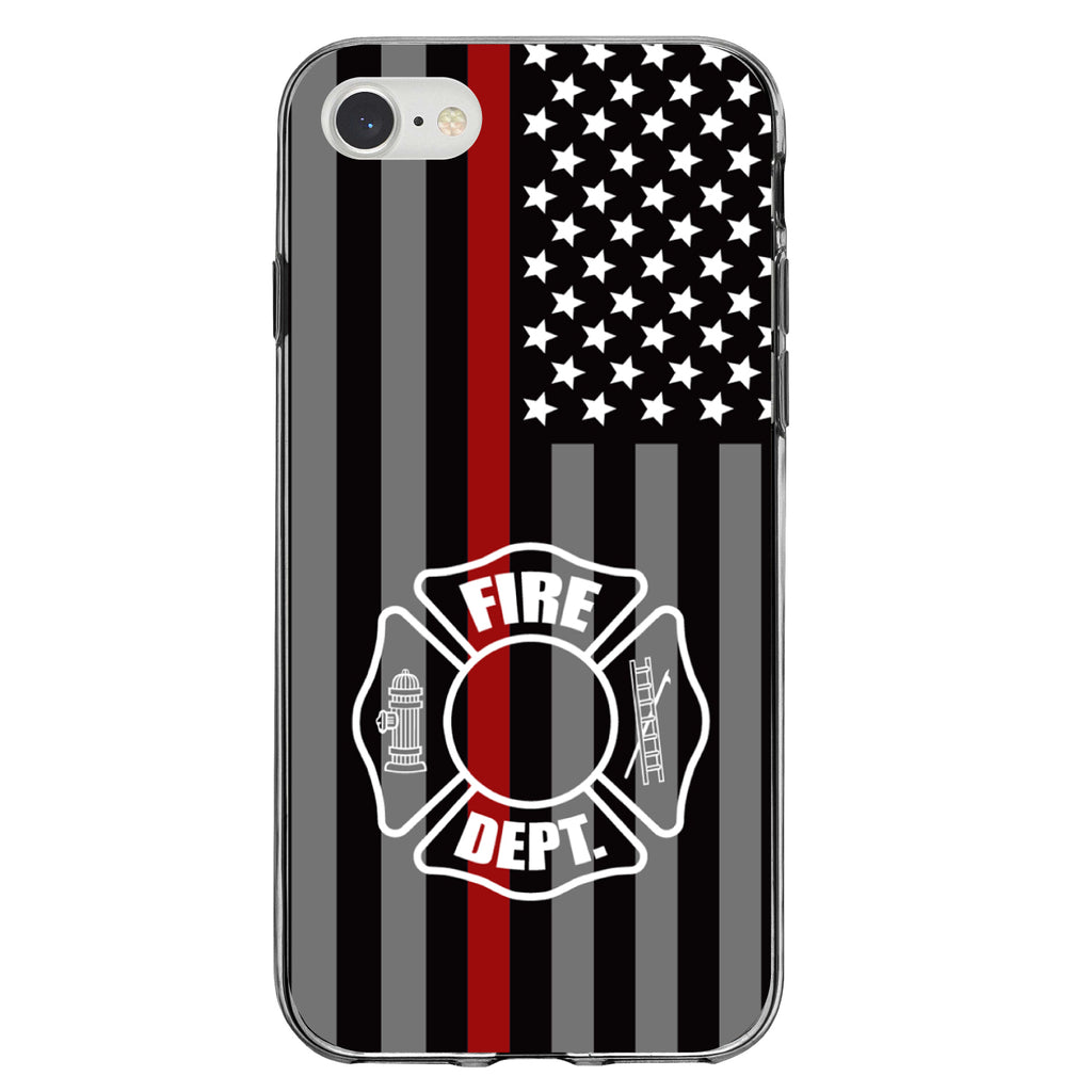FD Thin Red Line Maltese Cross Clear Shockproof iPhone Case, view 5