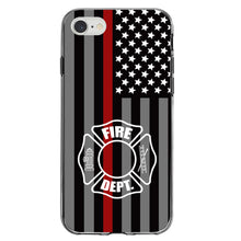 DistinctInk® Clear Shockproof Hybrid Case for Apple iPhone / Samsung Galaxy / Google Pixel - FD Thin Red Line Maltese Cross