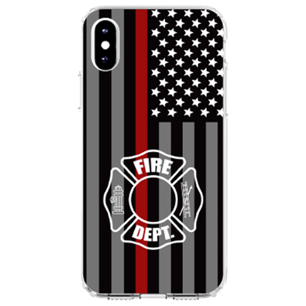 FD Thin Red Line Maltese Cross Clear Shockproof iPhone Case, view 4