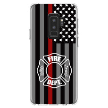 DistinctInk® Clear Shockproof Hybrid Case for Apple iPhone / Samsung Galaxy / Google Pixel - FD Thin Red Line Maltese Cross