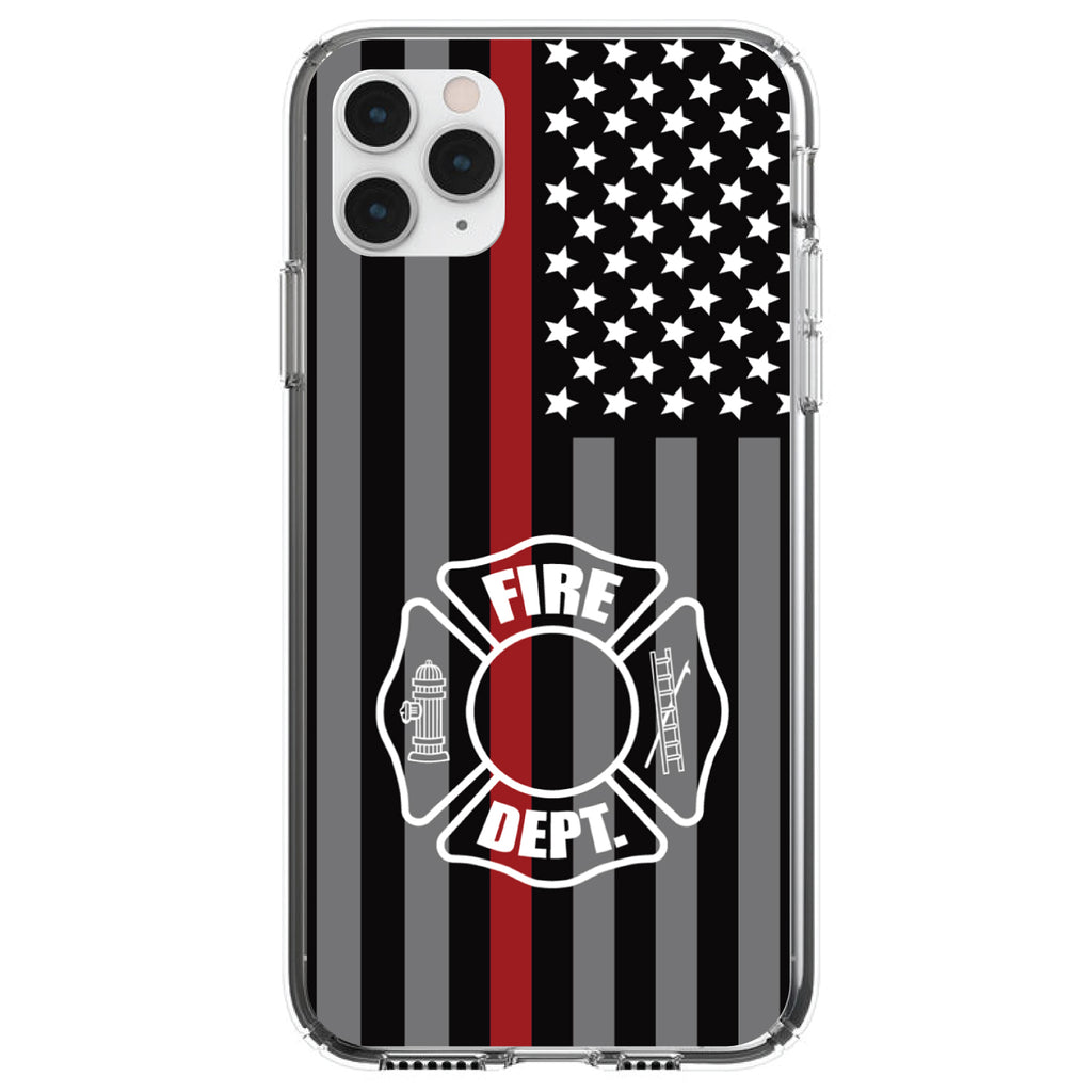FD Thin Red Line Maltese Cross Clear Shockproof iPhone Case