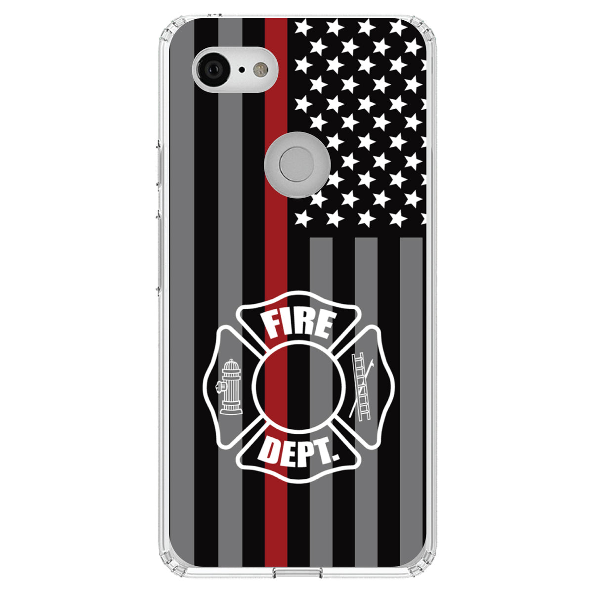 FD Thin Red Line Maltese Cross Clear Shockproof iPhone Case, view 21