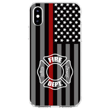 DistinctInk® Clear Shockproof Hybrid Case for Apple iPhone / Samsung Galaxy / Google Pixel - FD Thin Red Line Maltese Cross