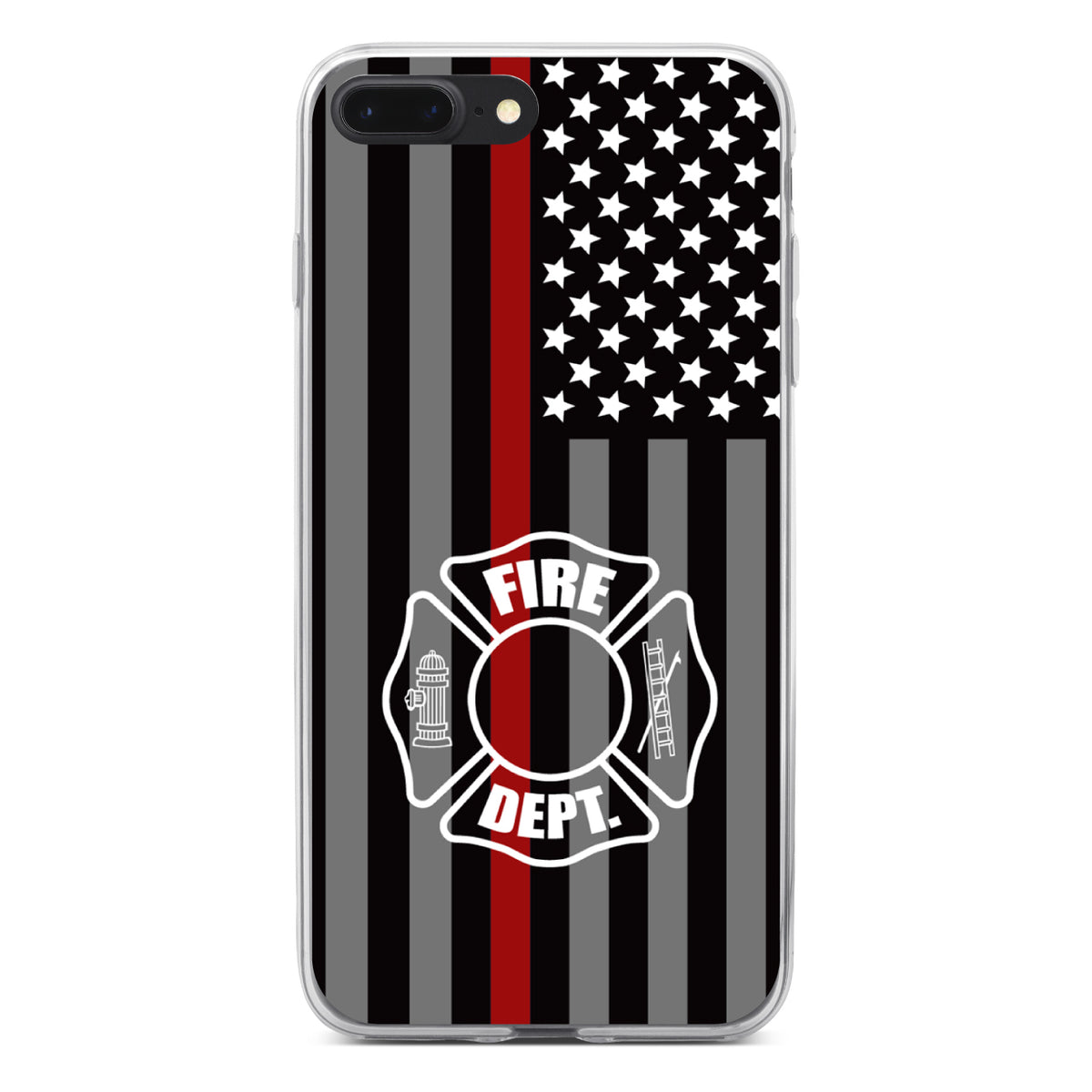 FD Thin Red Line Maltese Cross Clear Shockproof iPhone Case, view 6
