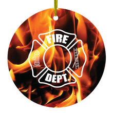 Flames Fire Department Maltese Cross Ceramic Ornament