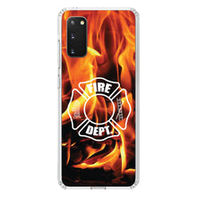 DistinctInk® Clear Shockproof Hybrid Case for Apple iPhone / Samsung Galaxy / Google Pixel - Flames Fire Department Maltese Cross