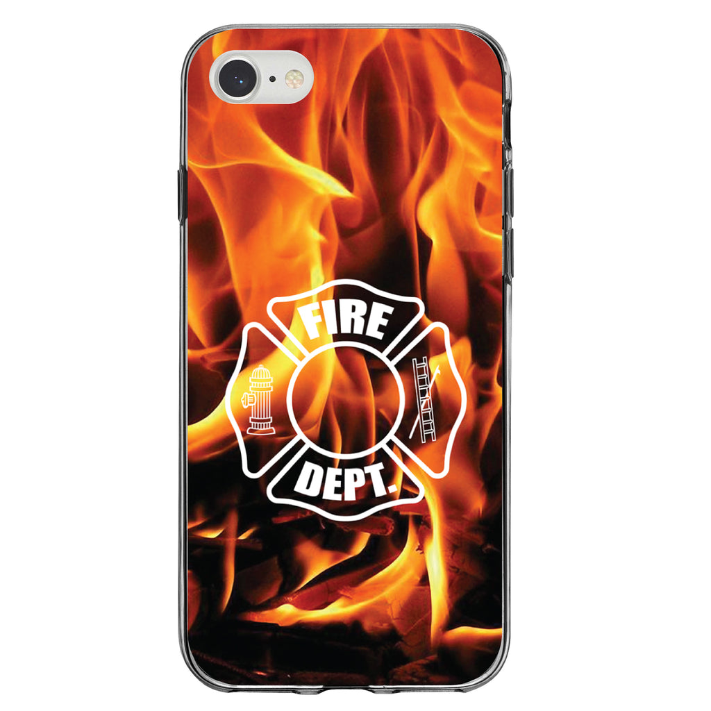 Flames Fire Department Maltese Cross Clear Shockproof iPhone Case, view 5