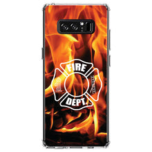 DistinctInk® Clear Shockproof Hybrid Case for Apple iPhone / Samsung Galaxy / Google Pixel - Flames Fire Department Maltese Cross