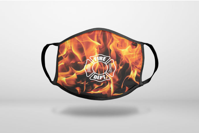 Flames Fire Department Maltese Cross - 3-Ply Reusable Soft Face Mask Covering, Unisex, Cotton Inner Layer