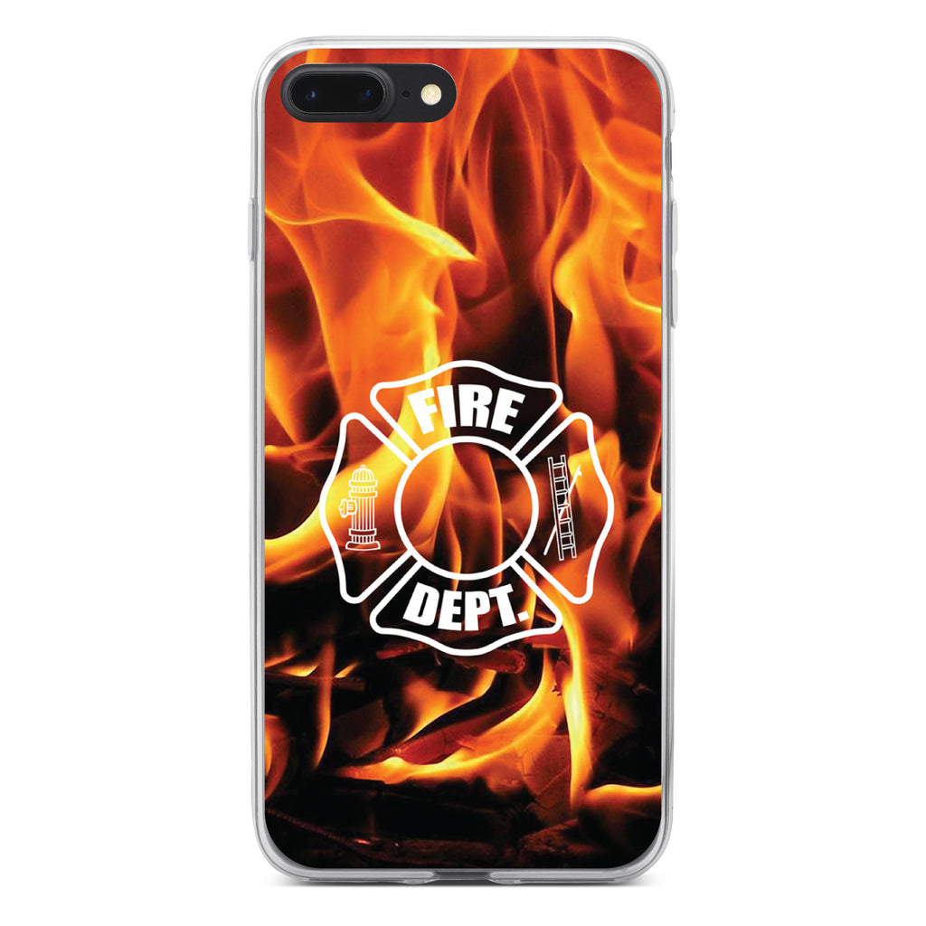 Flames Fire Department Maltese Cross Clear Shockproof iPhone Case, view 6