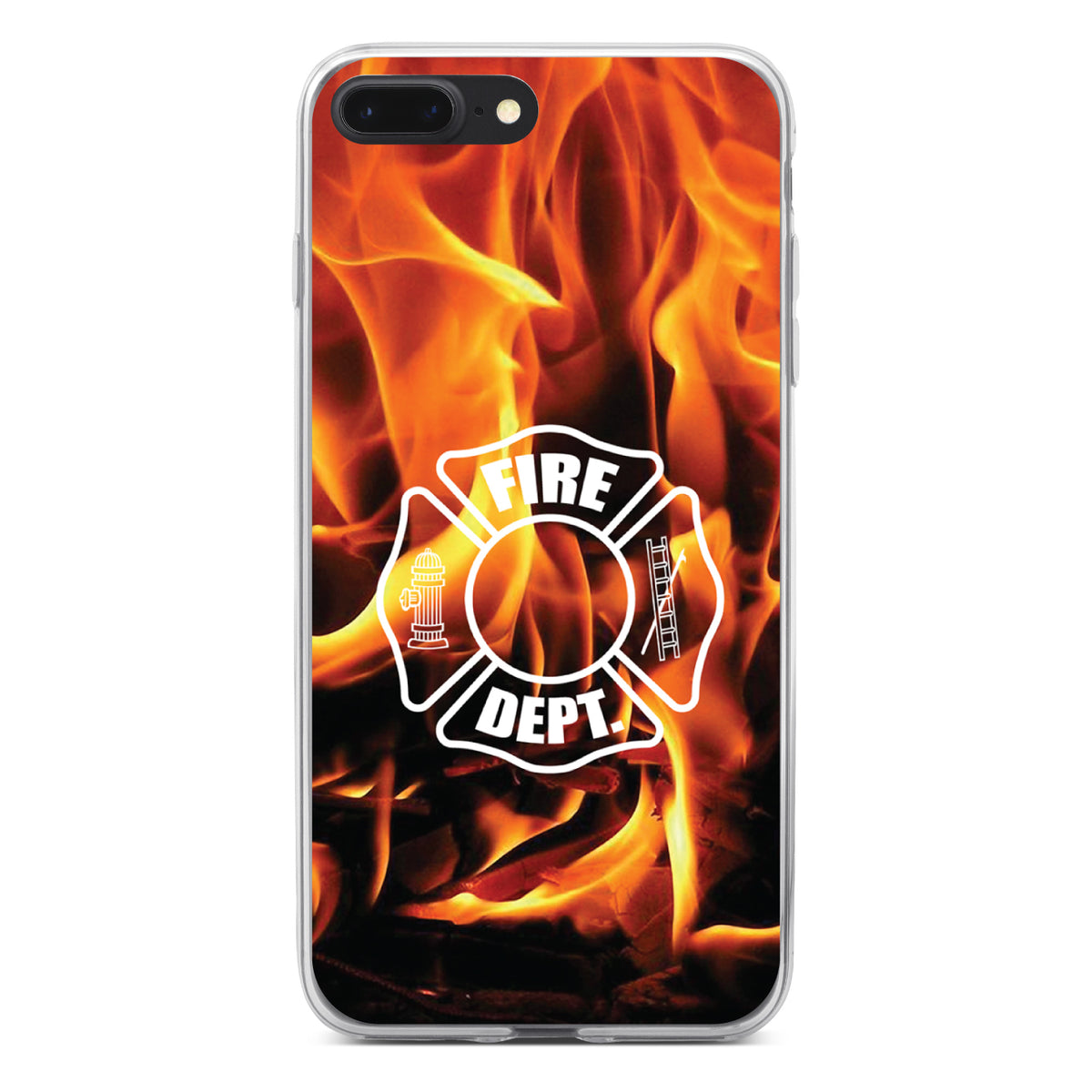Flames Fire Department Maltese Cross Clear Shockproof iPhone Case, view 6