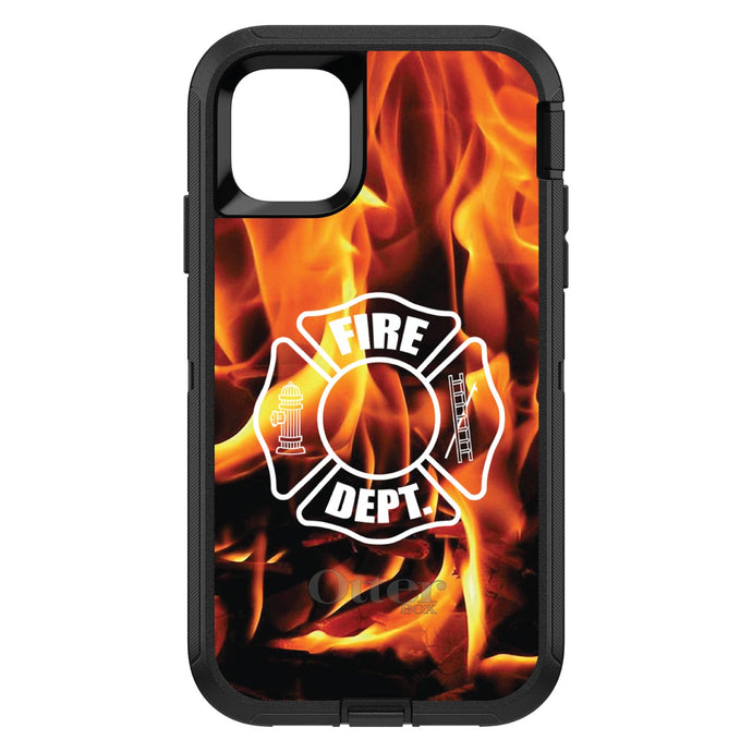 DistinctInk™ OtterBox Defender Series Case for Apple iPhone / Samsung Galaxy / Google Pixel - Flames Fire Department