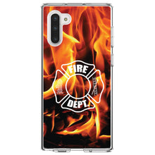 DistinctInk® Clear Shockproof Hybrid Case for Apple iPhone / Samsung Galaxy / Google Pixel - Flames Fire Department Maltese Cross