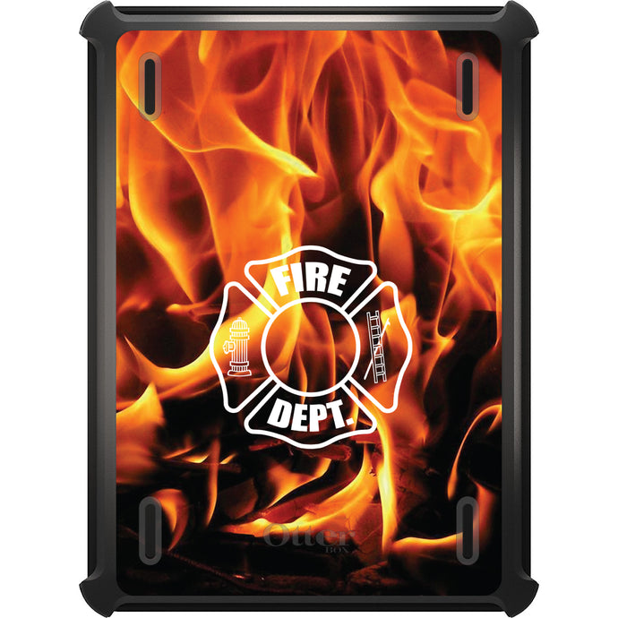 DistinctInk™ OtterBox Defender Series Case for Apple iPad / iPad Pro / iPad Air / iPad Mini - Flames Fire Department