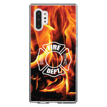 DistinctInk® Clear Shockproof Hybrid Case for Apple iPhone / Samsung Galaxy / Google Pixel - Flames Fire Department Maltese Cross