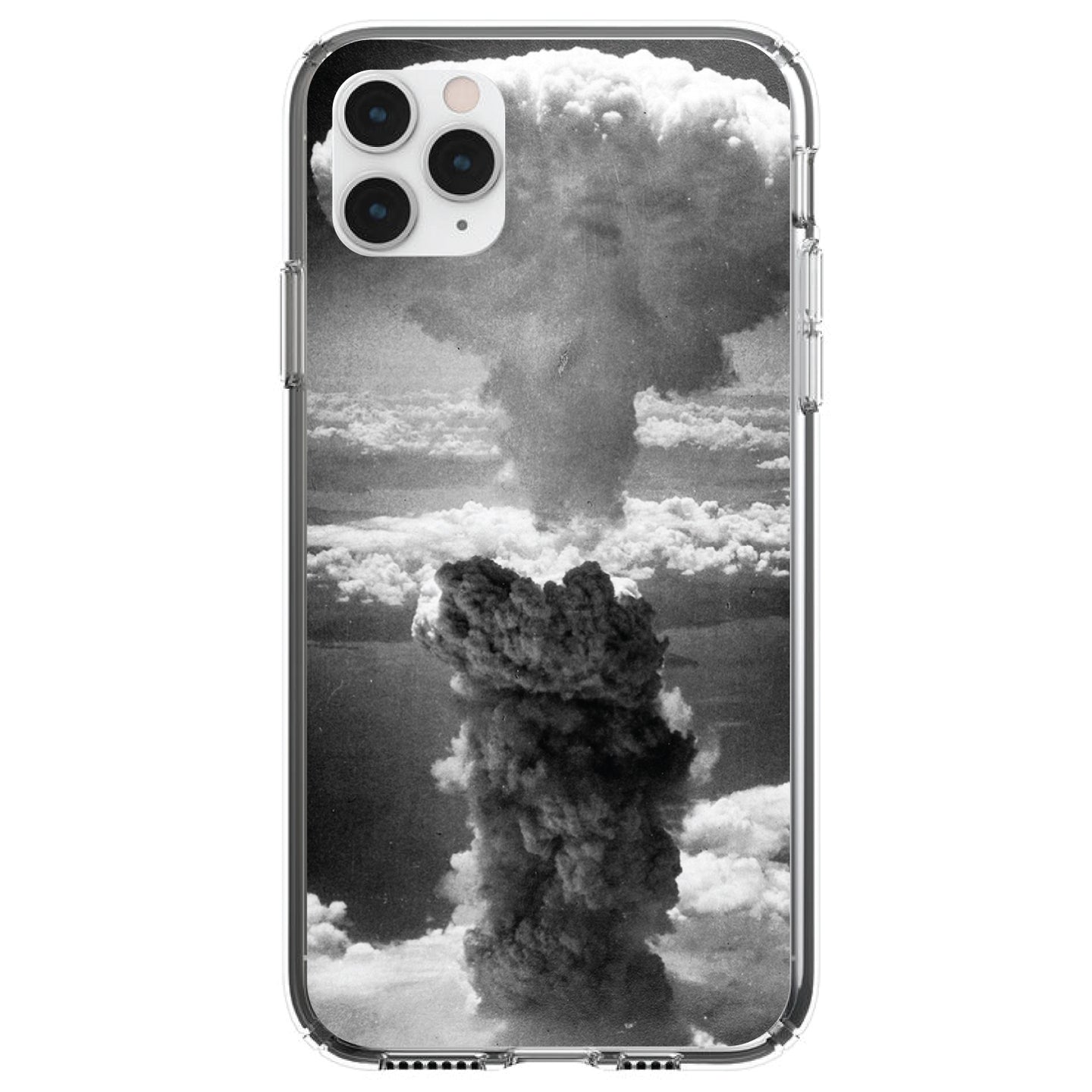 DistinctInk® Clear Shockproof Hybrid Case for Apple iPhone / Samsung Galaxy / Google Pixel - Nuclear Mushroom Cloud