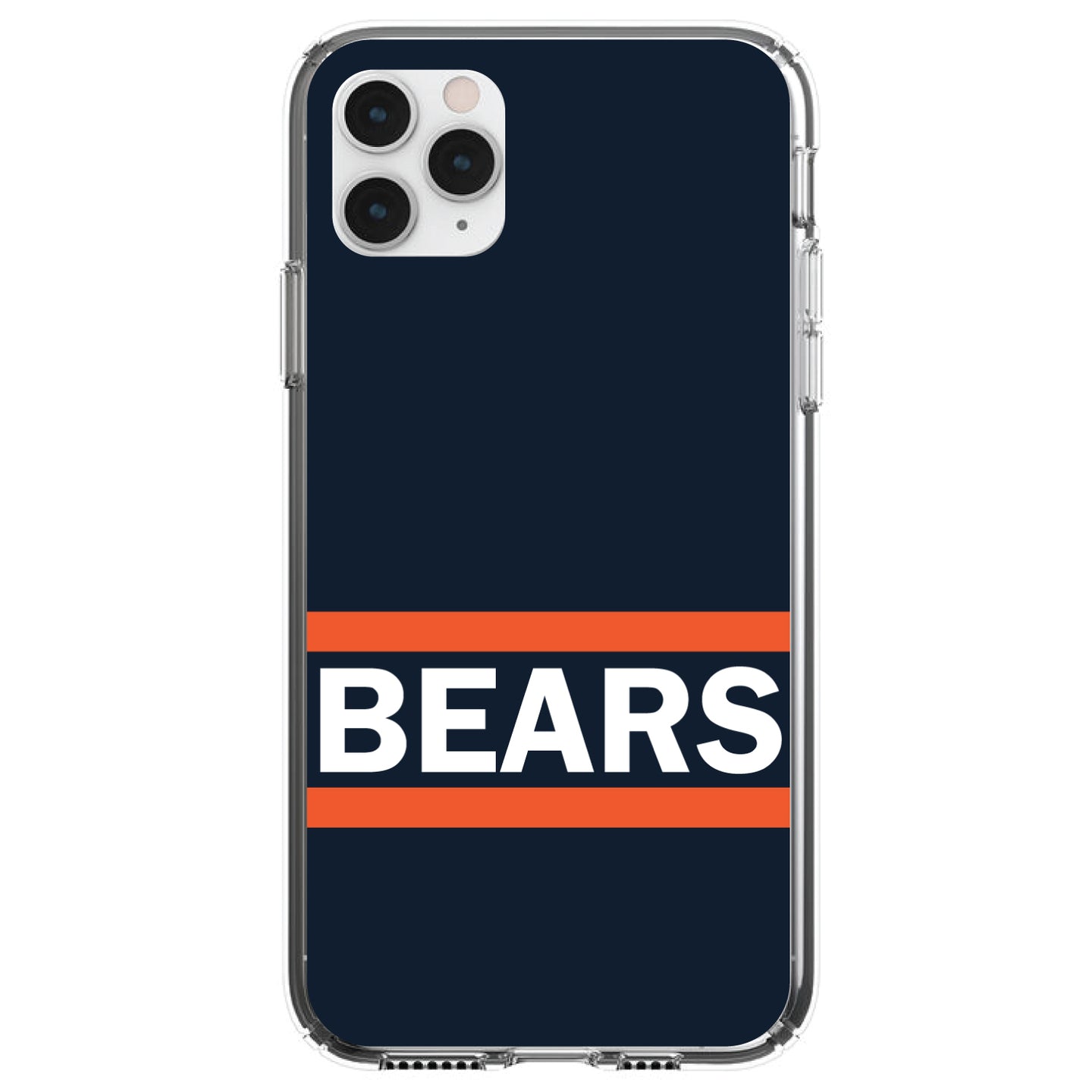 DistinctInk® Clear Shockproof Hybrid Case for Apple iPhone / Samsung Galaxy / Google Pixel - Orange Navy Bears