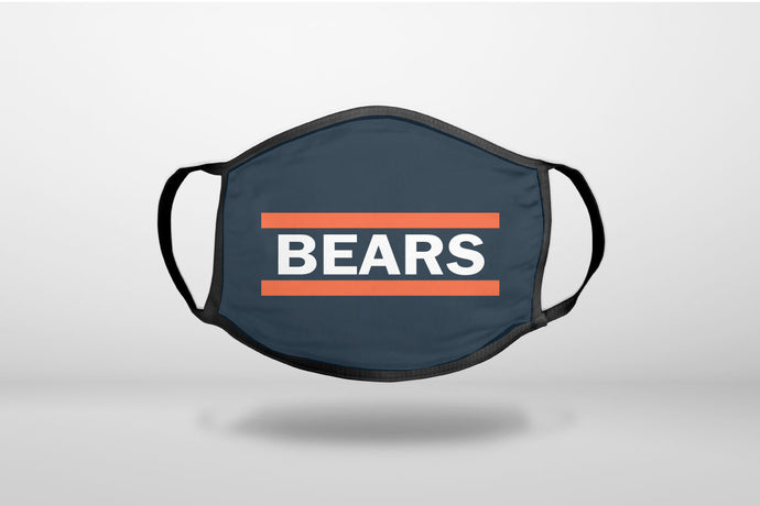 Orange Navy Bears - 3-Ply Reusable Soft Face Mask Covering, Unisex, Cotton Inner Layer