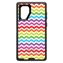 DistinctInk™ OtterBox Defender Series Case for Apple iPhone / Samsung Galaxy / Google Pixel - Rainbow White Chevron Stripes Wave