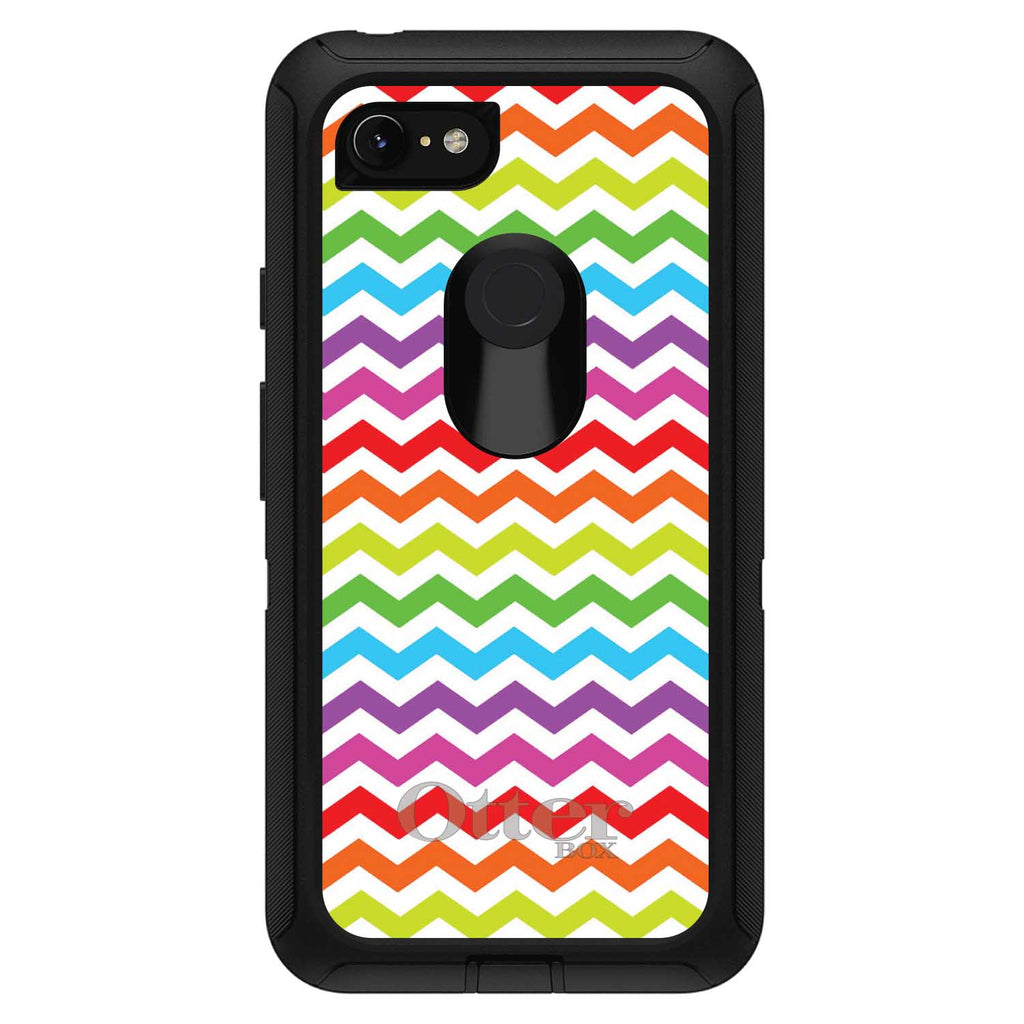 Rainbow White Chevron Stripes Wave OtterBox Defender Case for iPhone & Galaxy, view 15