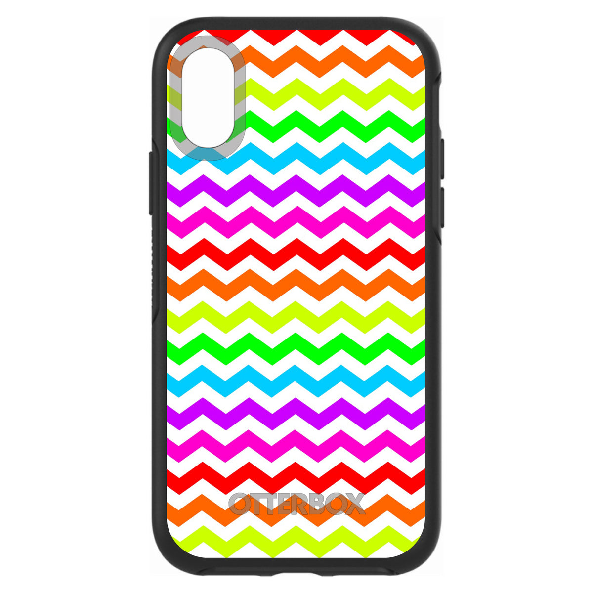 Rainbow White Chevron Stripes Wave OtterBox Symmetry Case for iPhone & Galaxy, view 4