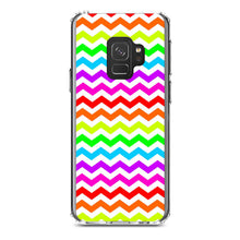 DistinctInk® Clear Shockproof Hybrid Case for Apple iPhone / Samsung Galaxy / Google Pixel - Rainbow White Chevron Stripes Wave