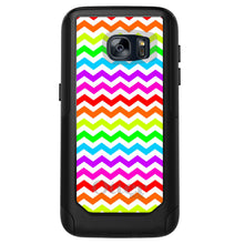 DistinctInk™ OtterBox Commuter Series Case for Apple iPhone or Samsung Galaxy - Rainbow White Chevron Stripes Wave