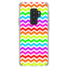 DistinctInk® Clear Shockproof Hybrid Case for Apple iPhone / Samsung Galaxy / Google Pixel - Rainbow White Chevron Stripes Wave