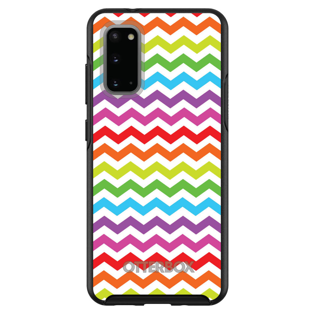 Rainbow White Chevron Stripes Wave OtterBox Symmetry Case for iPhone & Galaxy, view 5