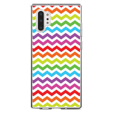 DistinctInk® Clear Shockproof Hybrid Case for Apple iPhone / Samsung Galaxy / Google Pixel - Rainbow White Chevron Stripes Wave