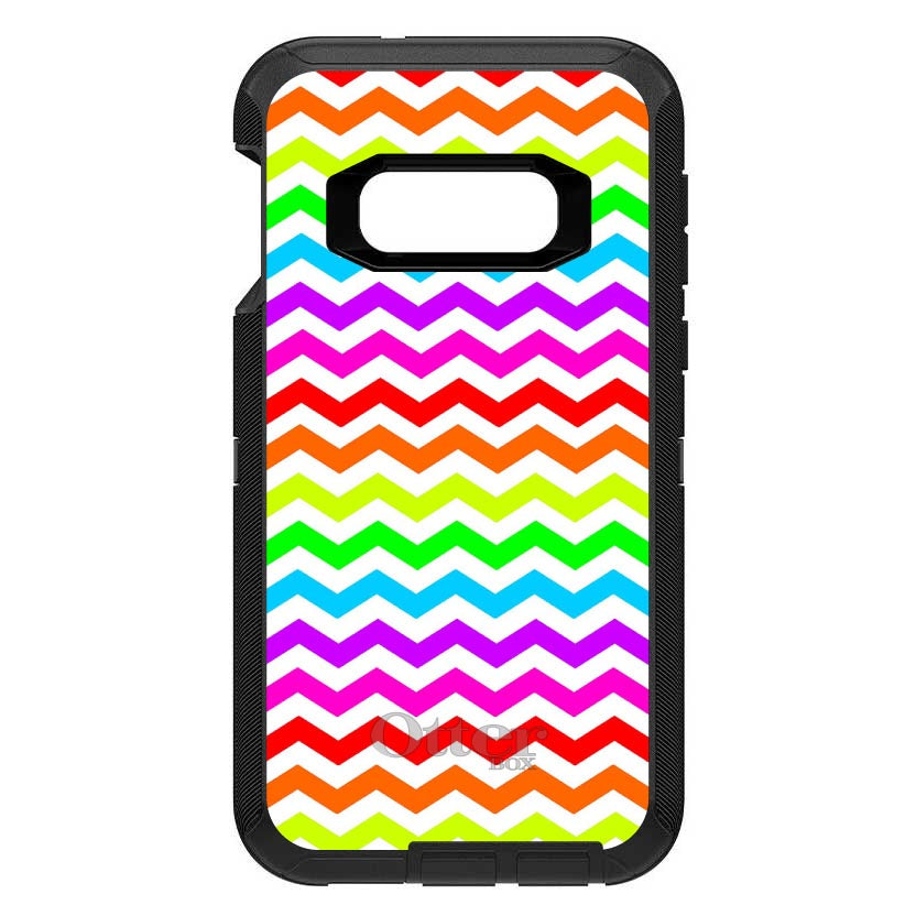 Rainbow White Chevron Stripes Wave OtterBox Defender Case for iPhone & Galaxy, view 7