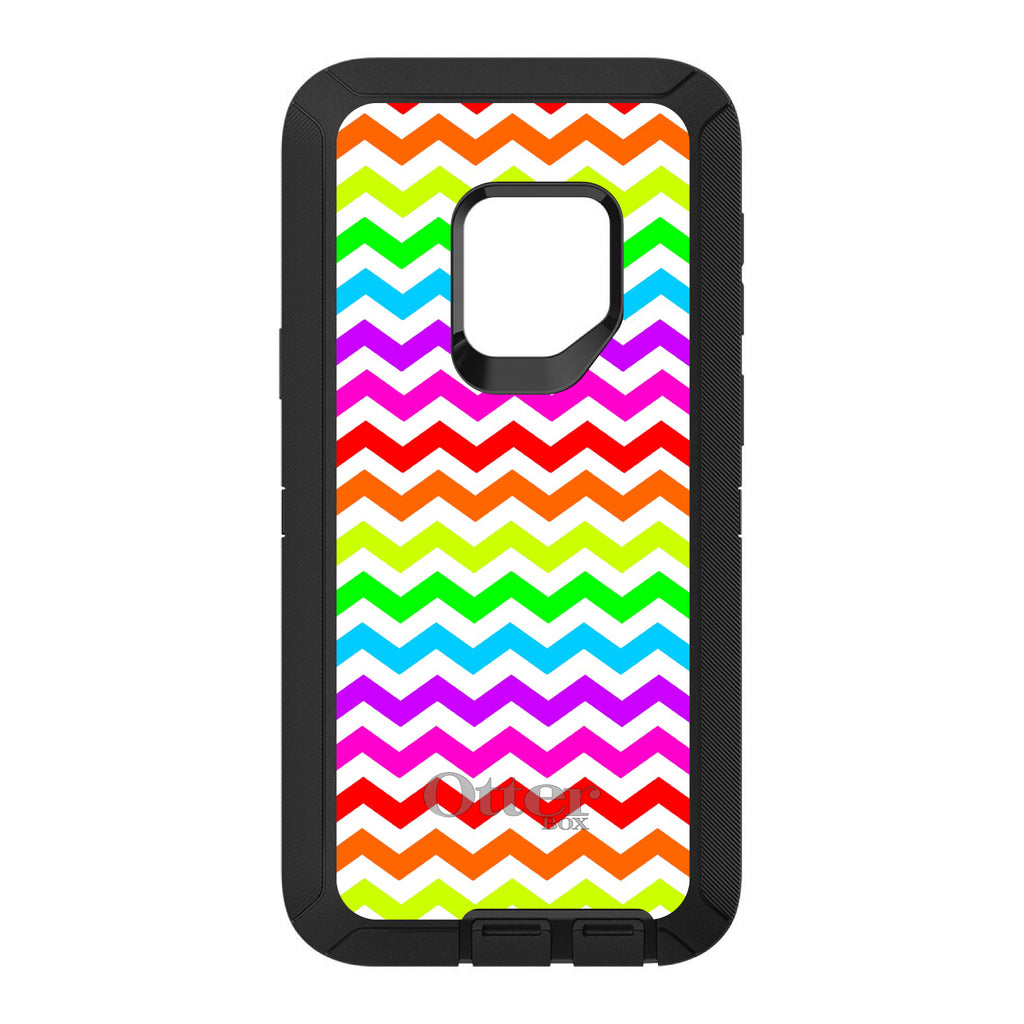 Rainbow White Chevron Stripes Wave OtterBox Defender Case for iPhone & Galaxy, view 8