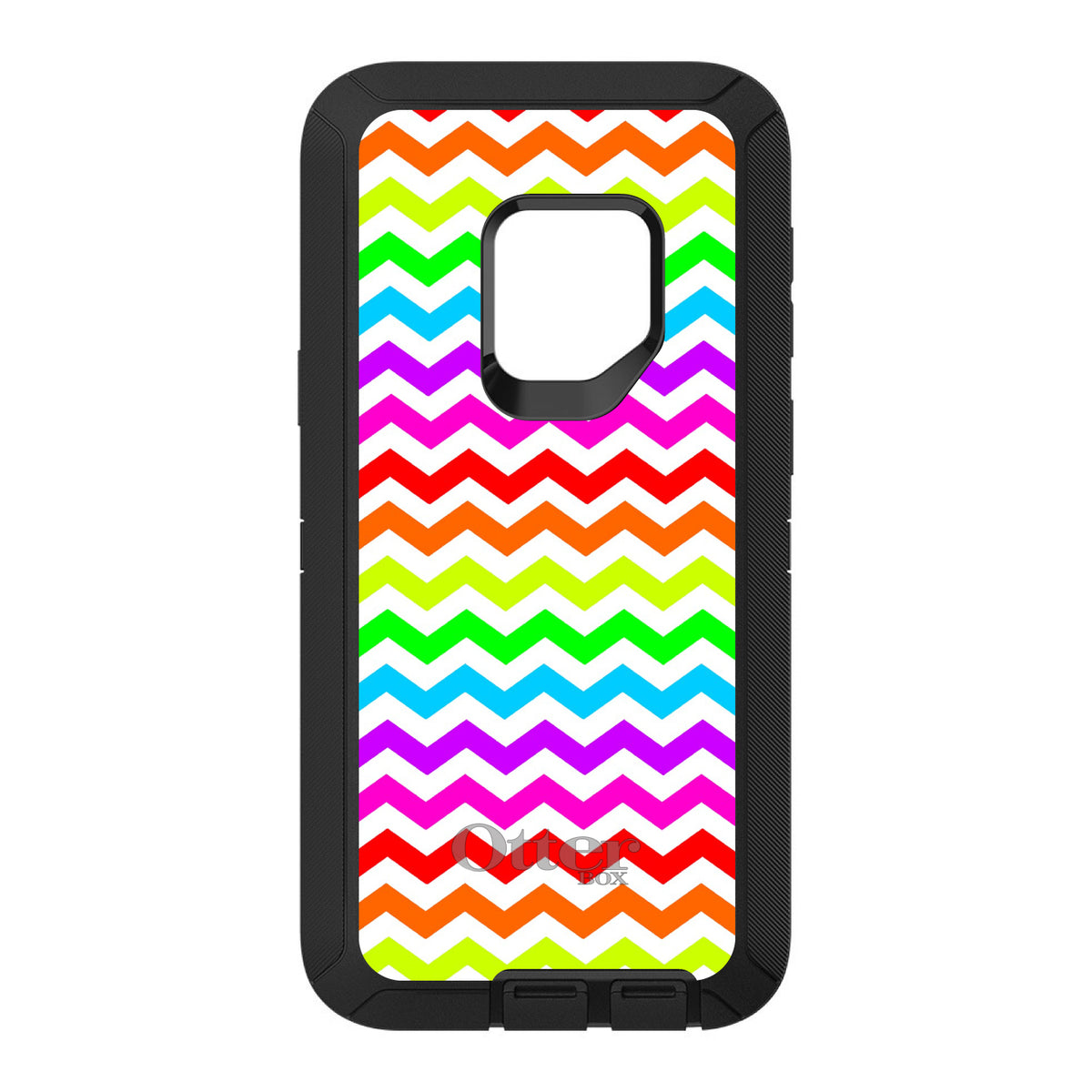 Rainbow White Chevron Stripes Wave OtterBox Defender Case for iPhone & Galaxy, view 8
