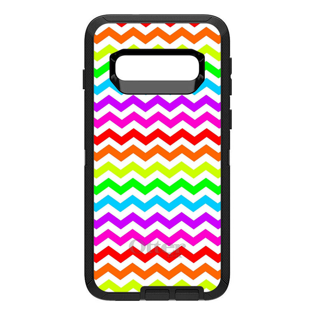 Rainbow White Chevron Stripes Wave OtterBox Defender Case for iPhone & Galaxy, view 6