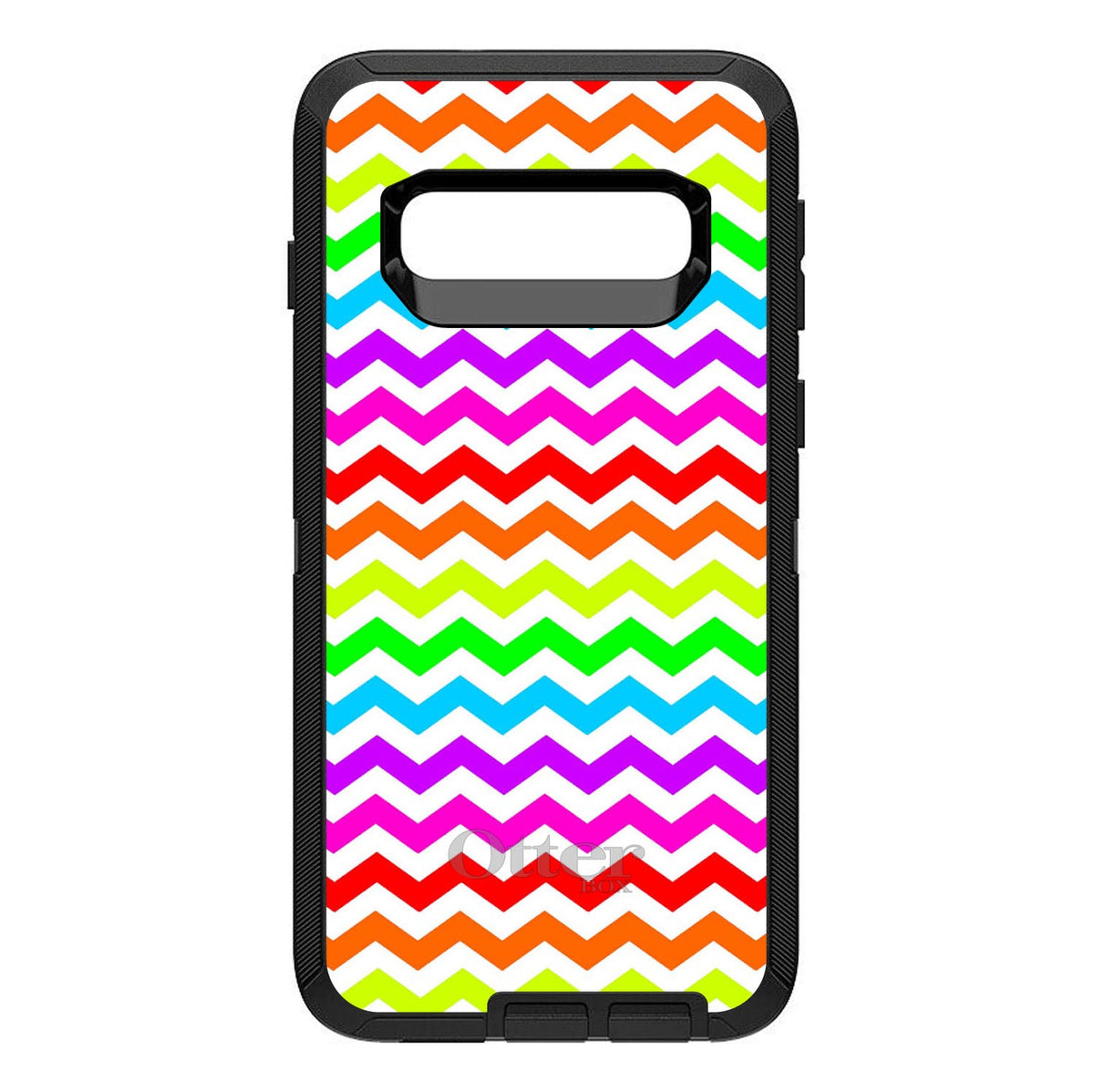 Rainbow White Chevron Stripes Wave OtterBox Defender Case for iPhone & Galaxy, view 6