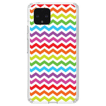 DistinctInk® Clear Shockproof Hybrid Case for Apple iPhone / Samsung Galaxy / Google Pixel - Rainbow White Chevron Stripes Wave
