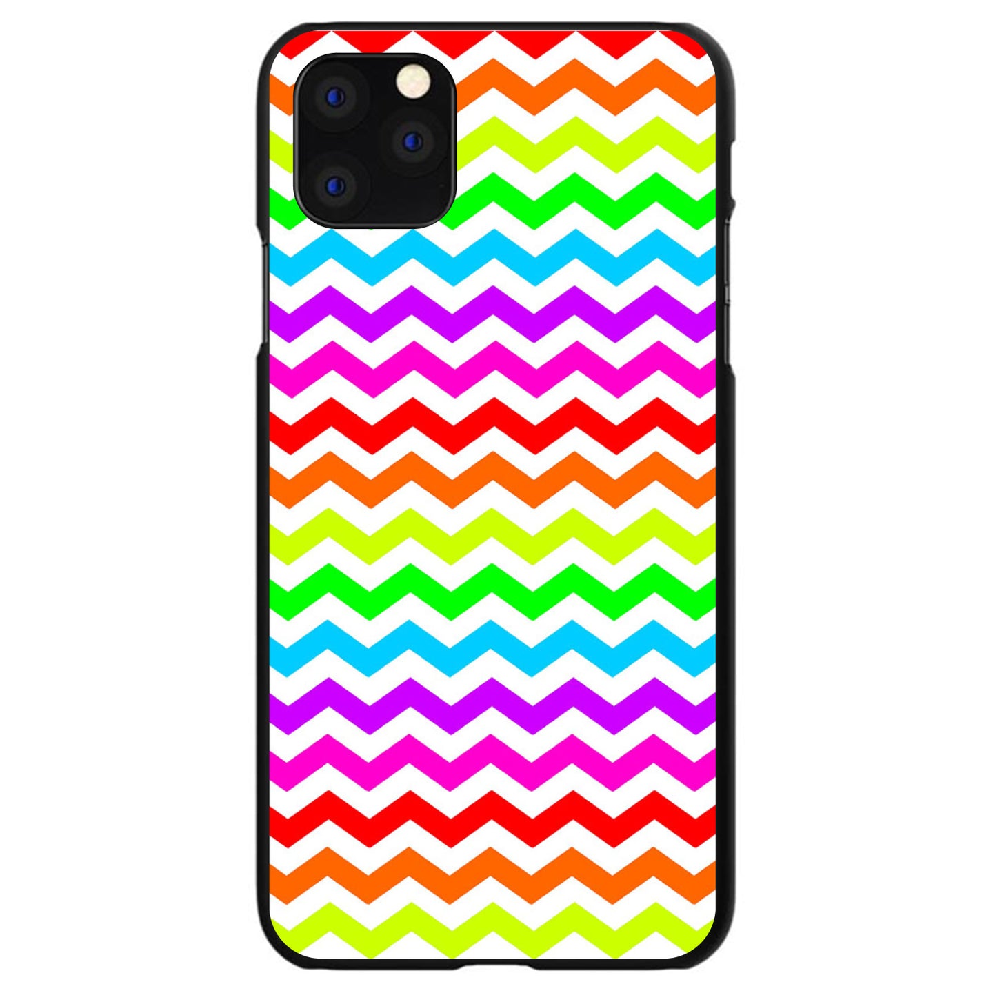 DistinctInk® Hard Plastic Snap-On Case for Apple iPhone or Samsung Galaxy - Rainbow White Chevron Stripes Wave