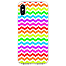 DistinctInk® Clear Shockproof Hybrid Case for Apple iPhone / Samsung Galaxy / Google Pixel - Rainbow White Chevron Stripes Wave