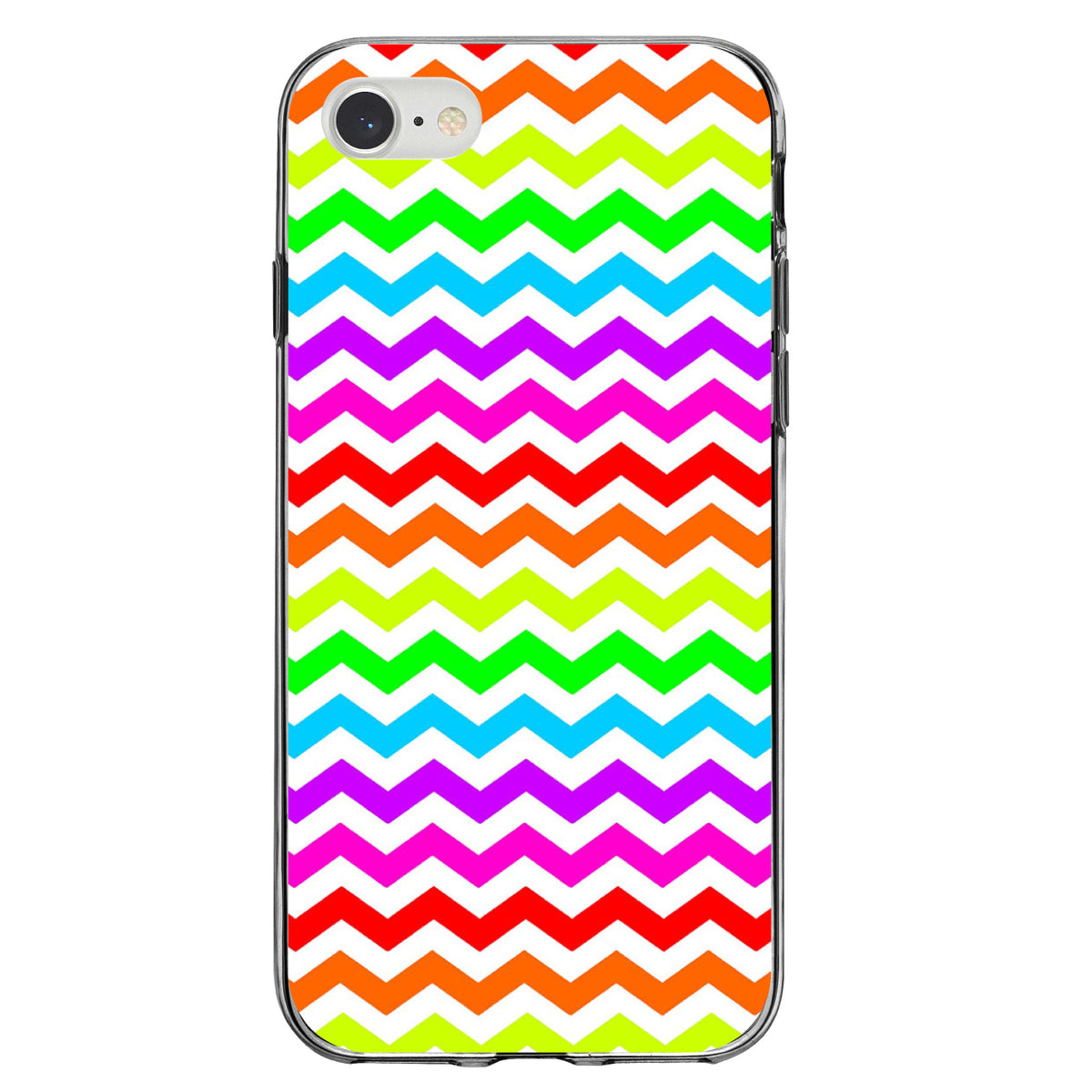 Rainbow White Chevron Stripes Wave Clear Shockproof iPhone Case, view 5