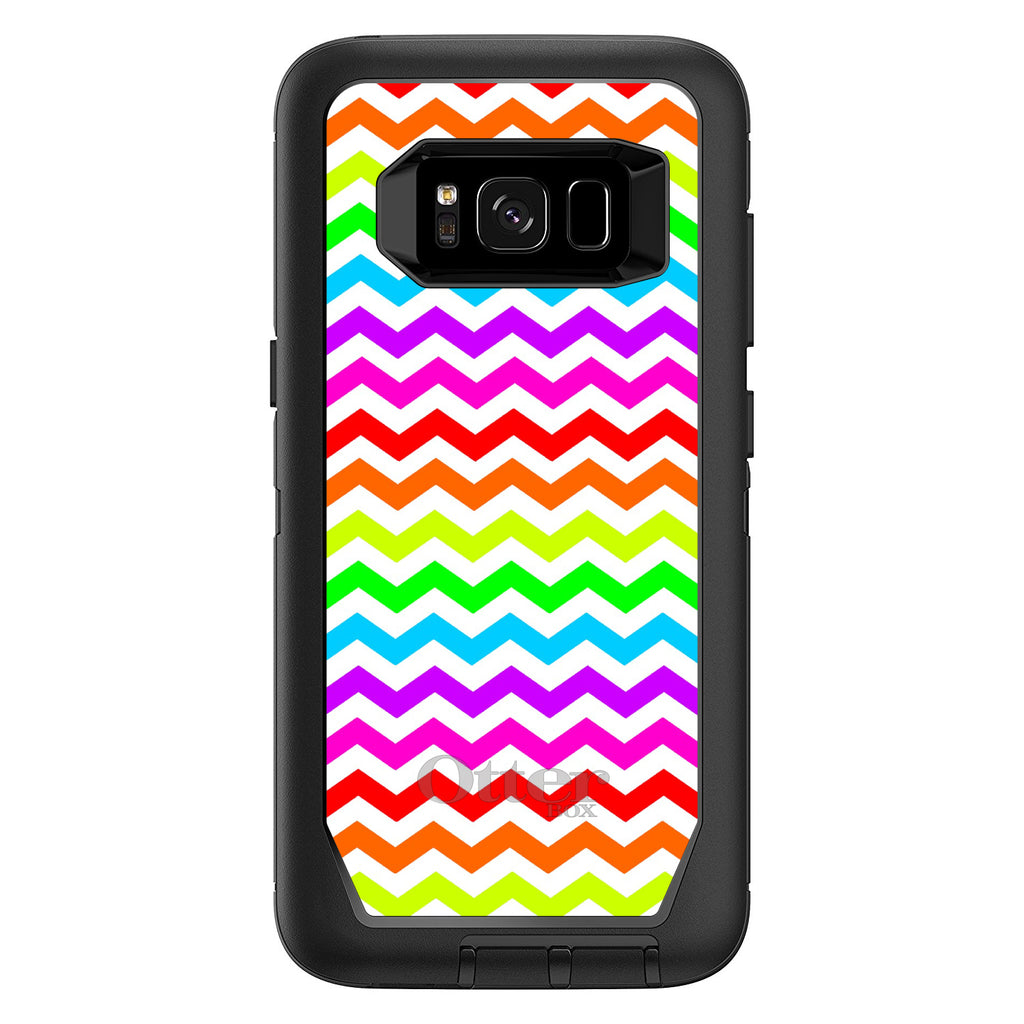 Rainbow White Chevron Stripes Wave OtterBox Defender Case for iPhone & Galaxy, view 9