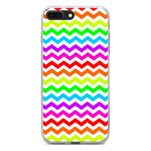 DistinctInk® Clear Shockproof Hybrid Case for Apple iPhone / Samsung Galaxy / Google Pixel - Rainbow White Chevron Stripes Wave