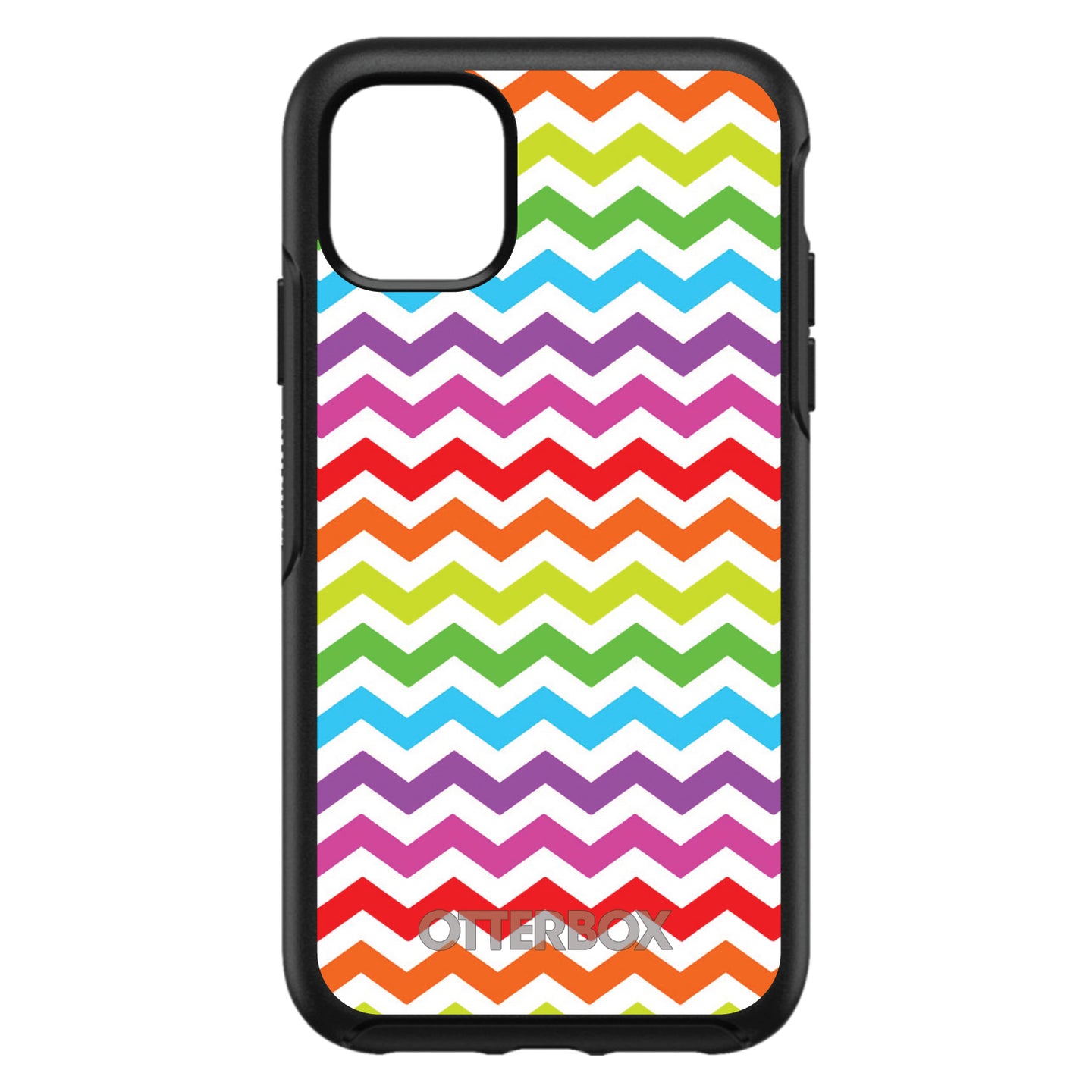 DistinctInk™ OtterBox Symmetry Series Case for Apple iPhone / Samsung Galaxy / Google Pixel - Rainbow White Chevron Stripes Wave