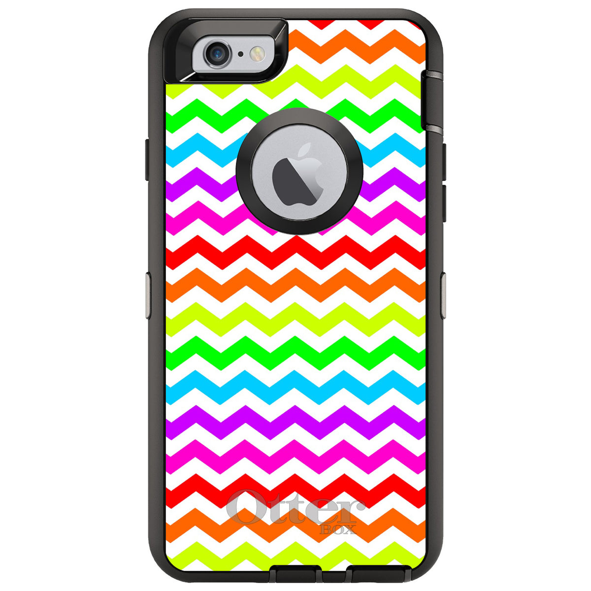 Rainbow White Chevron Stripes Wave OtterBox Defender Case for iPhone & Galaxy, view 4