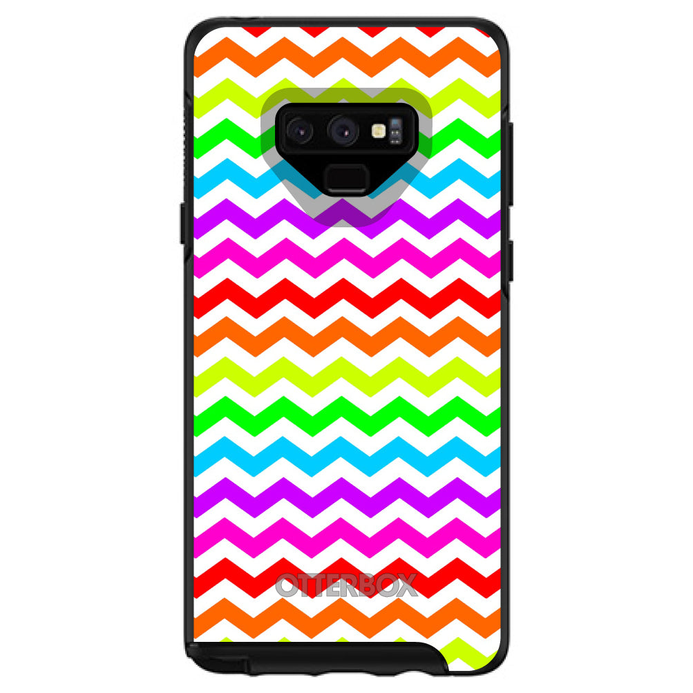 Rainbow White Chevron Stripes Wave OtterBox Symmetry Case for iPhone & Galaxy, view 13