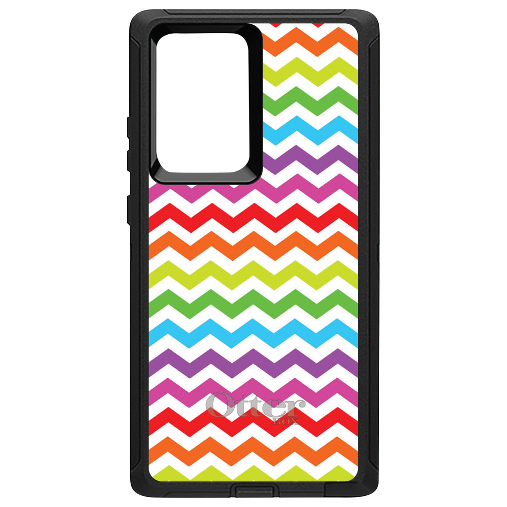 Rainbow White Chevron Stripes Wave OtterBox Defender Case for iPhone & Galaxy, view 10